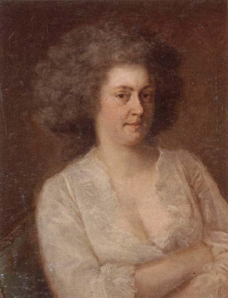 unknow artist Portrait of a lady,half-length,seated,wearing a white dress oil painting image